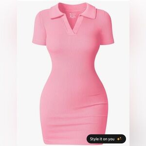 Pink Ribbed Knit Dress